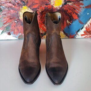 FRYE Sacha Chelsea Leather Pointed Toe Ankle Boots Booties Brown Sz 9 EUC